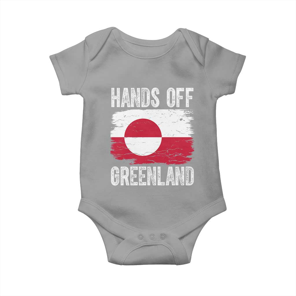 Hands Off Greenland Baby Onesie Distressed Flag Resist Political Protest TS02 Sport Gray Print Your Wear