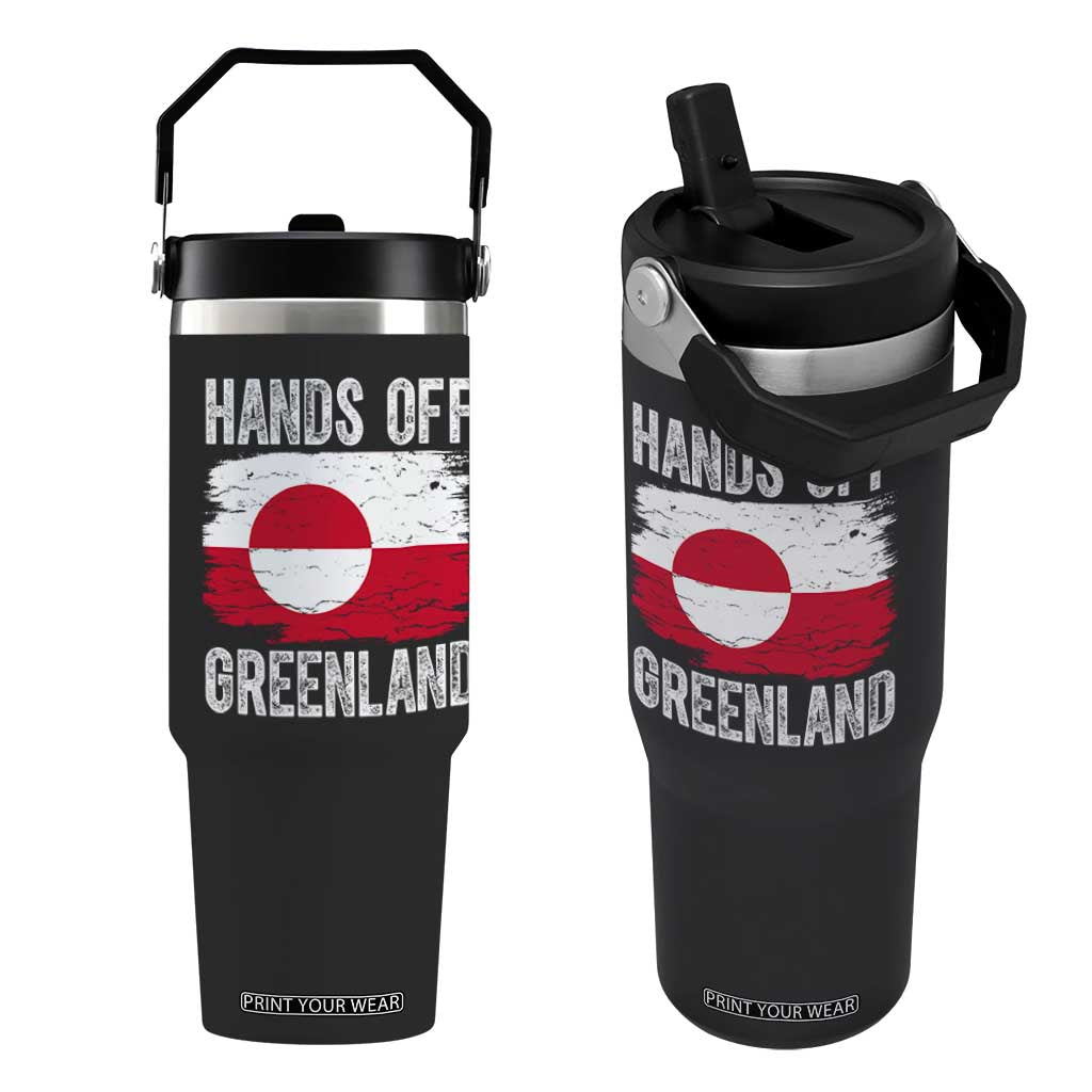 Hands Off Greenland Flip Straw Tumbler Distressed Flag Resist Political Protest TS02 One Size: 30 oz Black Print Your Wear