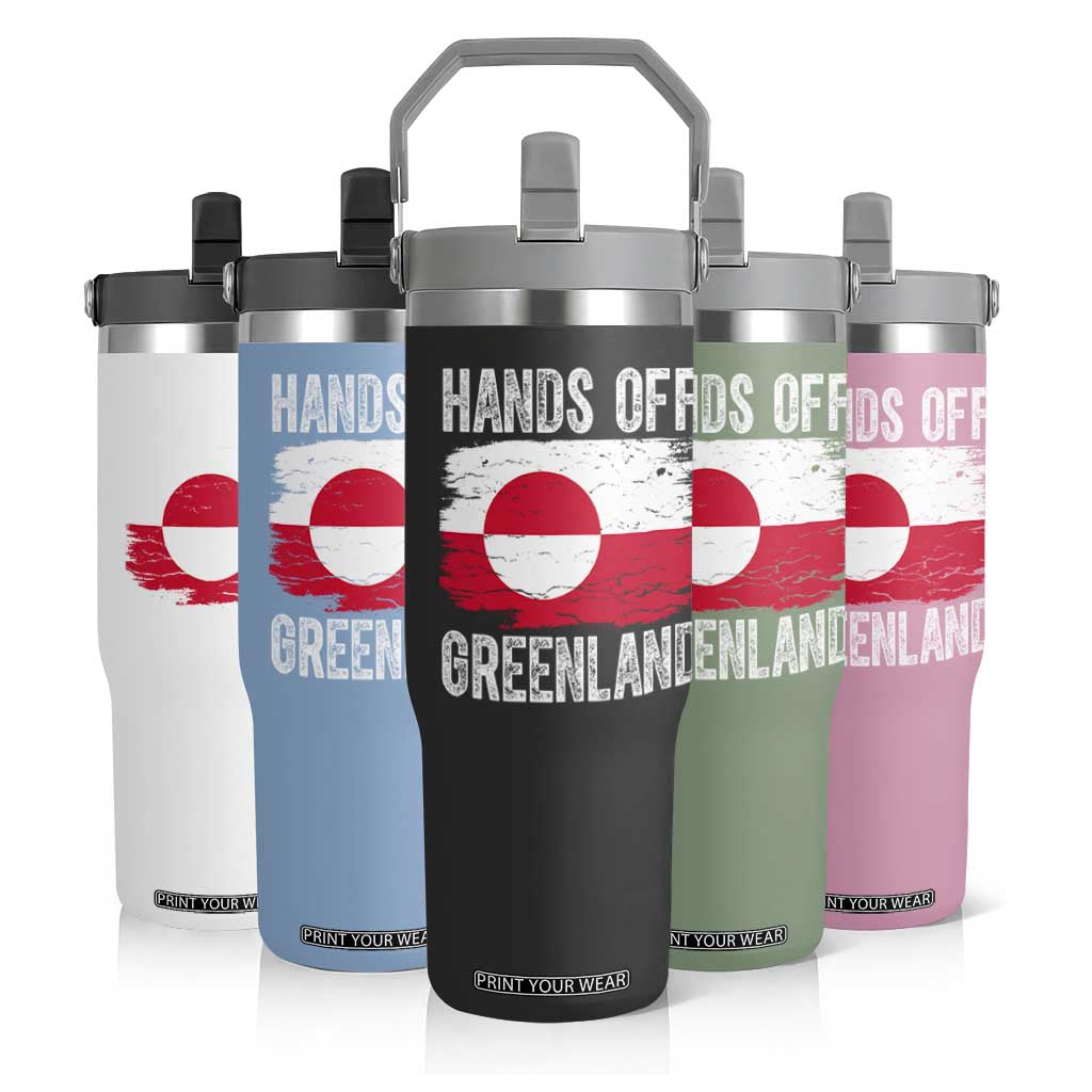 Hands Off Greenland Flip Straw Tumbler Distressed Flag Resist Political Protest TS02 Print Your Wear