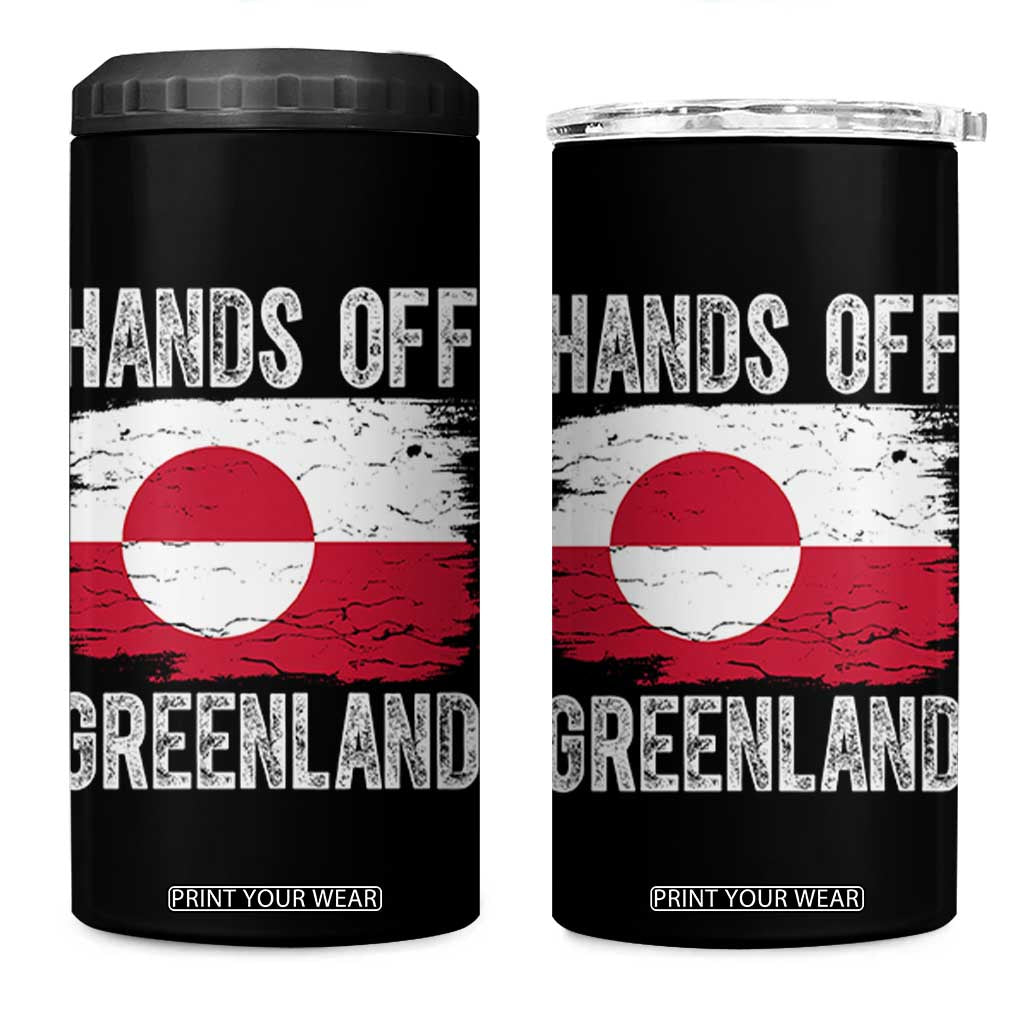Hands Off Greenland 4 in 1 Can Cooler Tumbler Distressed Flag Resist Political Protest TS02 One Size: 16 oz Black Print Your Wear