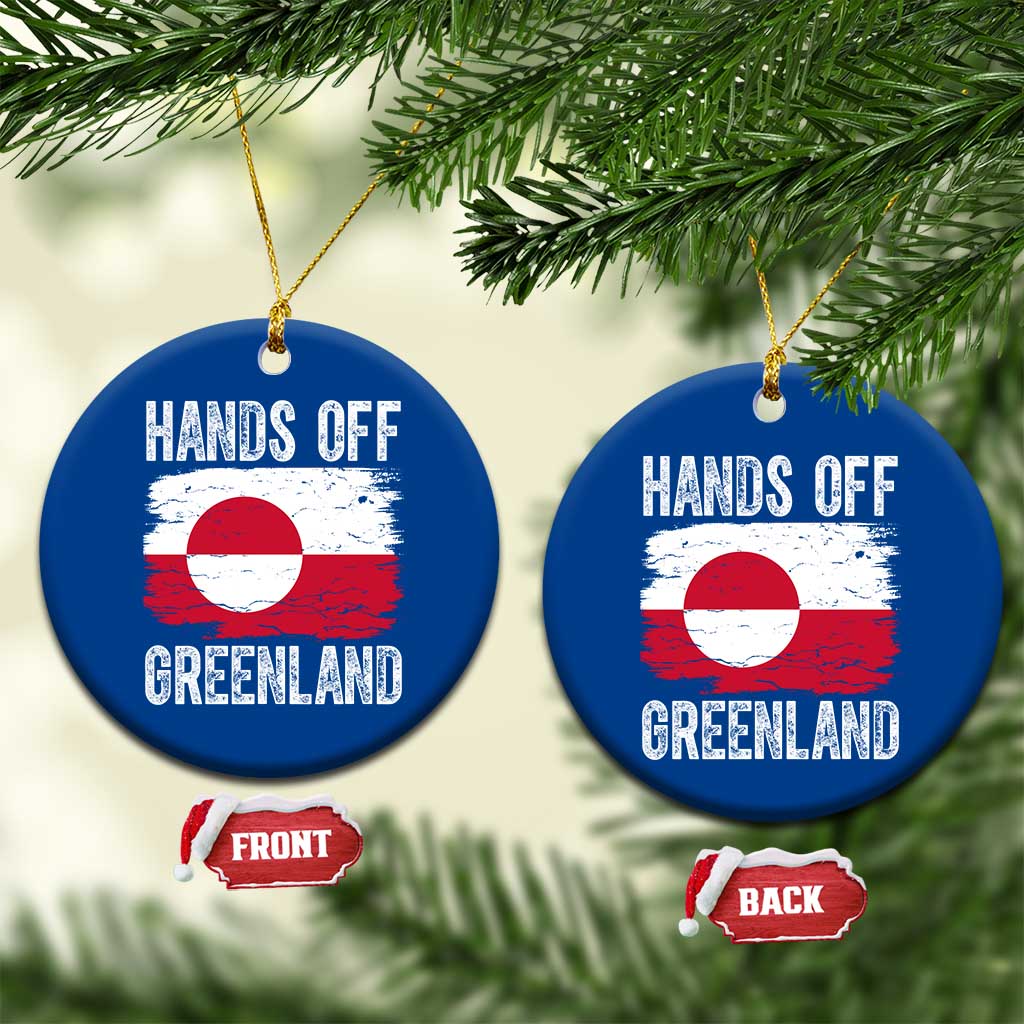 Hands Off Greenland Ceramic Ornament Distressed Flag Resist Political Protest TS02 1pc Blue Print Your Wear