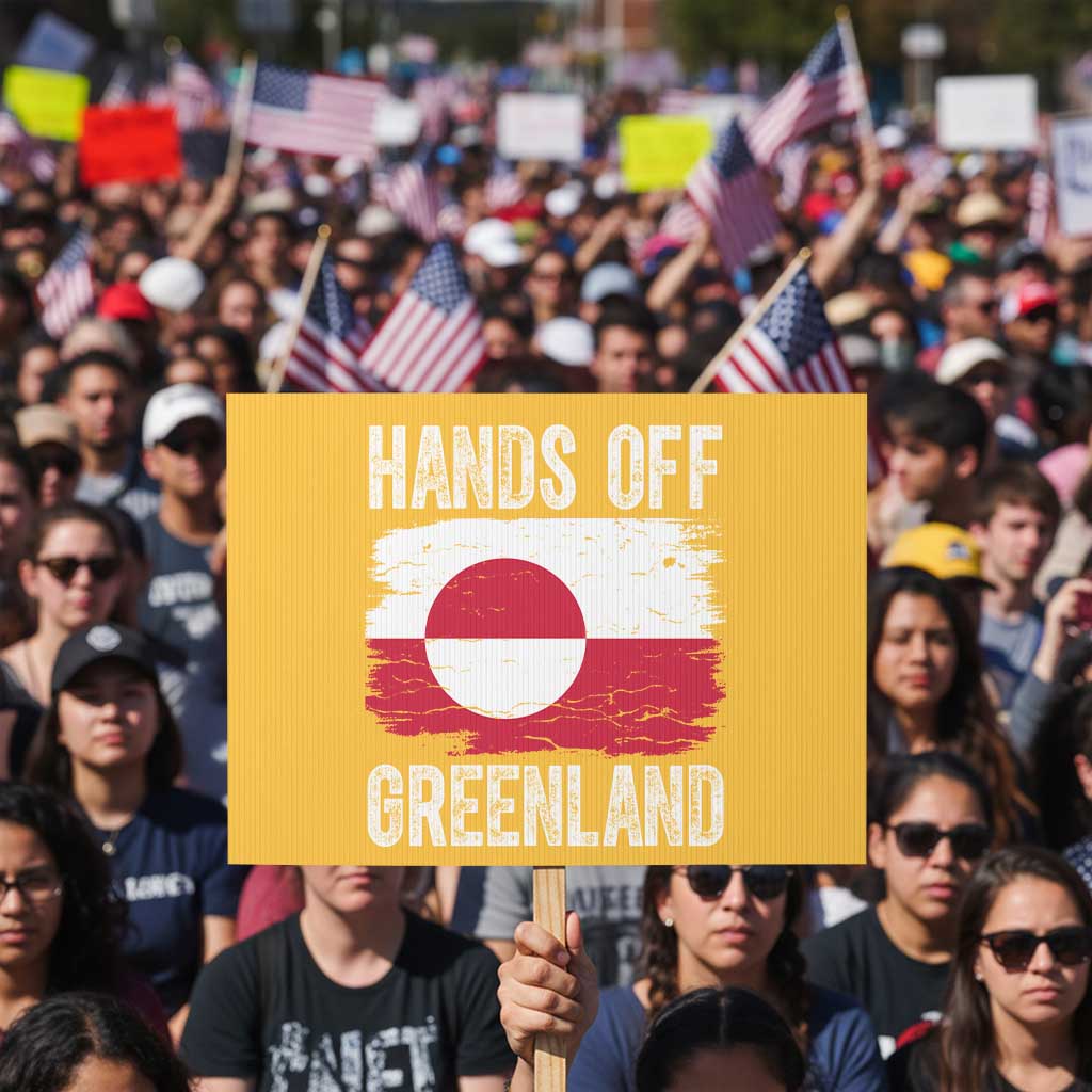 Hands Off Greenland Protest Sign Distressed Flag Resist Political Protest TS02 Horizontal 18