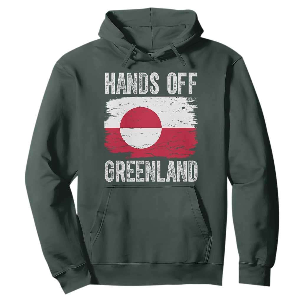 Hands Off Greenland Hoodie Distressed Flag Resist Political Protest TS02 Dark Forest Green Print Your Wear