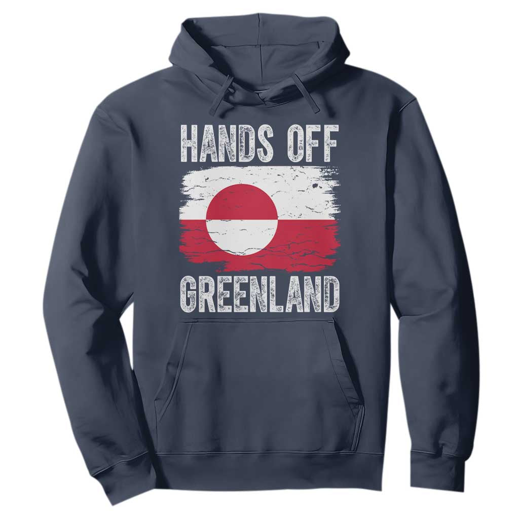 Hands Off Greenland Hoodie Distressed Flag Resist Political Protest TS02 Navy Print Your Wear