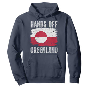 Hands Off Greenland Hoodie Distressed Flag Resist Political Protest TS02 Navy Print Your Wear