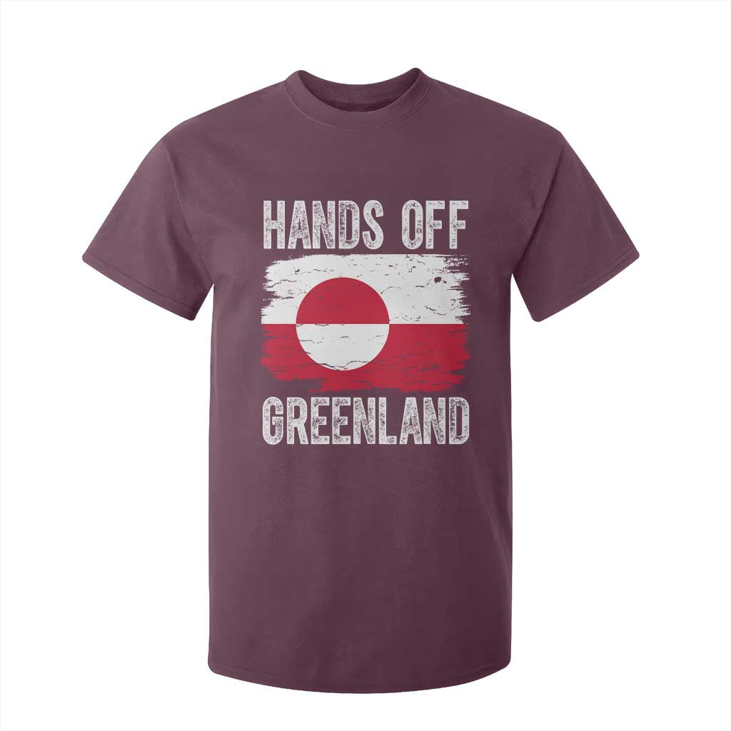 Hands Off Greenland T Shirt For Kid Distressed Flag Resist Political Protest TS02 Maroon Print Your Wear