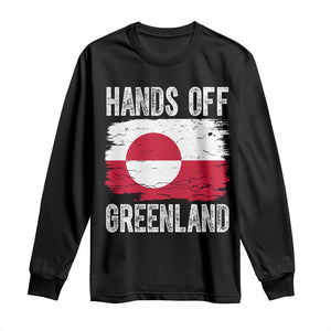 Hands Off Greenland Long Sleeve Shirt Distressed Flag Resist Political Protest TS02 Black Print Your Wear