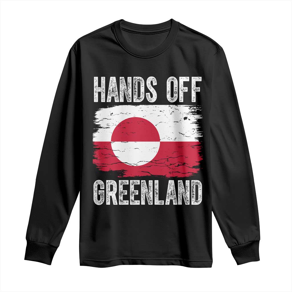 Hands Off Greenland Long Sleeve Shirt Distressed Flag Resist Political Protest TS02 Black Print Your Wear