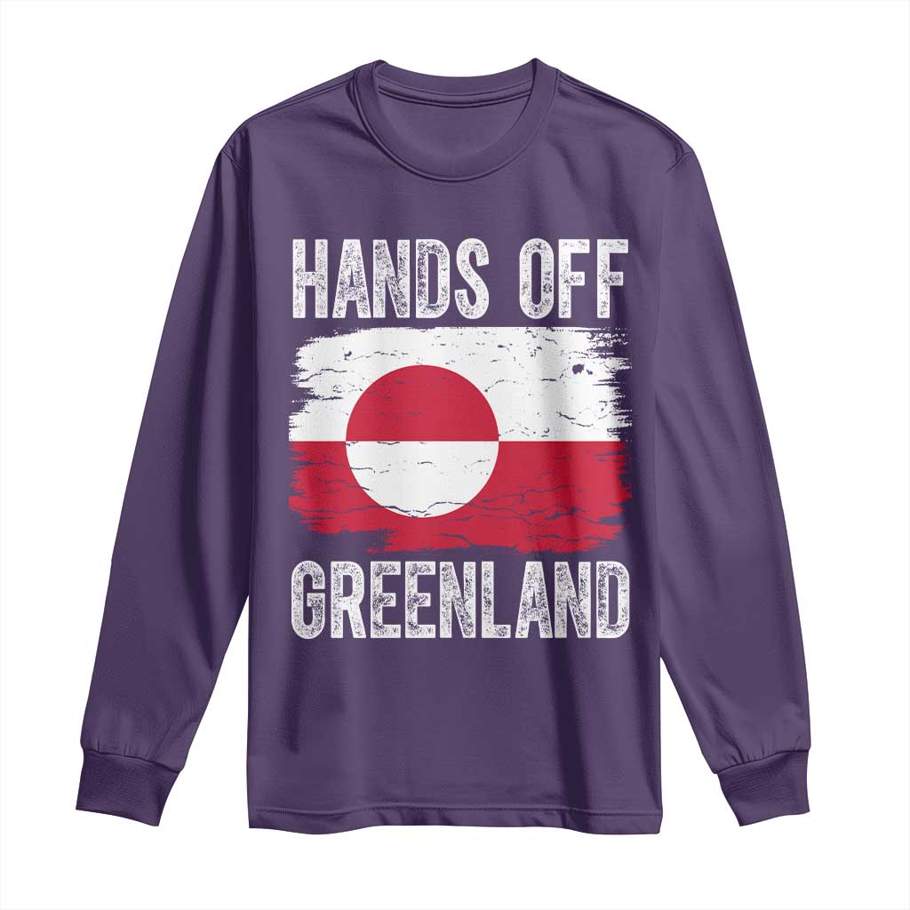 Hands Off Greenland Long Sleeve Shirt Distressed Flag Resist Political Protest TS02 Purple Print Your Wear