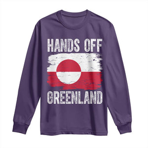Hands Off Greenland Long Sleeve Shirt Distressed Flag Resist Political Protest TS02 Purple Print Your Wear