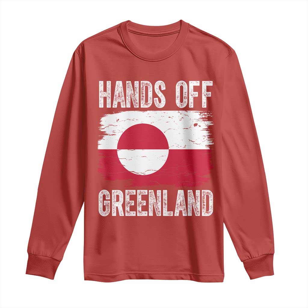 Hands Off Greenland Long Sleeve Shirt Distressed Flag Resist Political Protest TS02 Red Print Your Wear