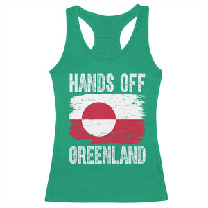 Hands Off Greenland Racerback Tank Top Distressed Flag Resist Political Protest TS02 Irish Green Print Your Wear