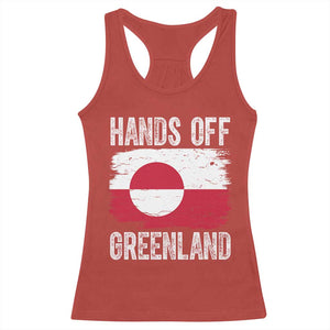 Hands Off Greenland Racerback Tank Top Distressed Flag Resist Political Protest TS02 Red Print Your Wear