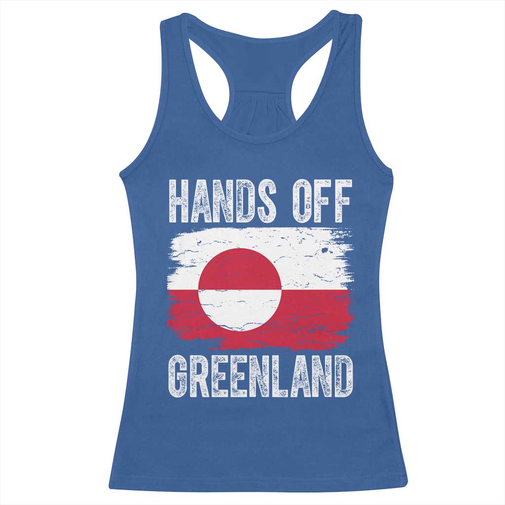 Hands Off Greenland Racerback Tank Top Distressed Flag Resist Political Protest TS02 Royal Blue Print Your Wear