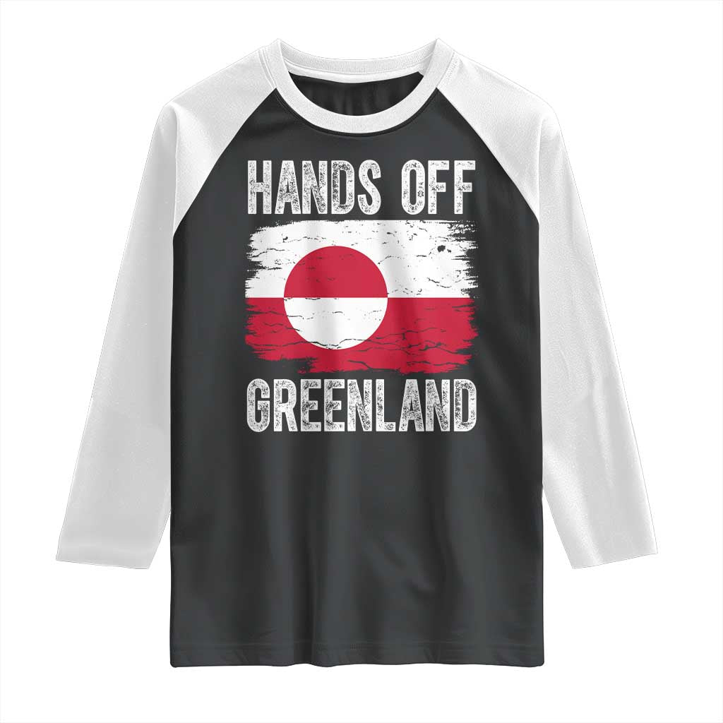 Hands Off Greenland Raglan Shirt Distressed Flag Resist Political Protest TS02 Black White Print Your Wear