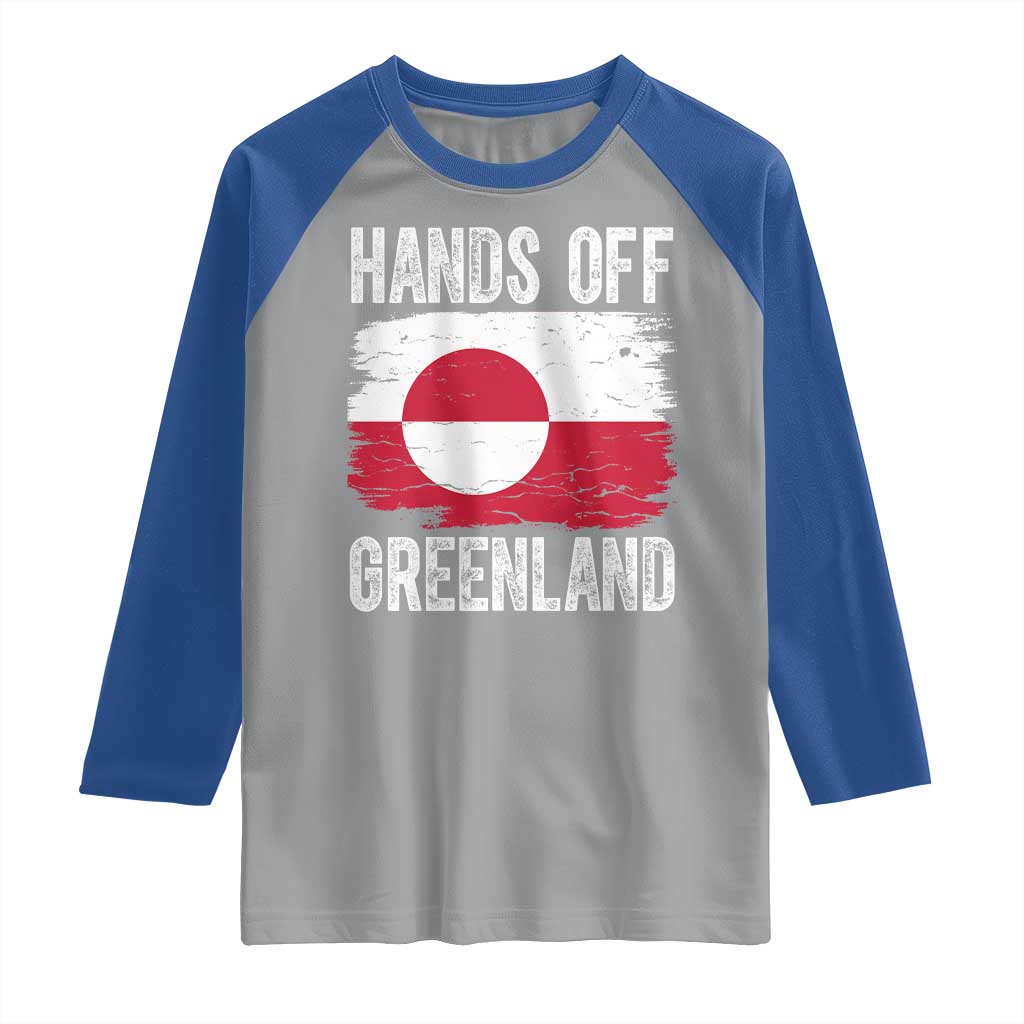 Hands Off Greenland Raglan Shirt Distressed Flag Resist Political Protest TS02 Sport Gray Royal Print Your Wear