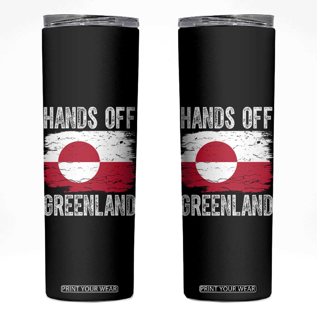 Hands Off Greenland Skinny Tumbler Distressed Flag Resist Political Protest TS02 Black Print Your Wear
