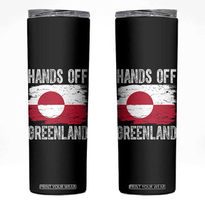 Hands Off Greenland Skinny Tumbler Distressed Flag Resist Political Protest TS02 Black Print Your Wear