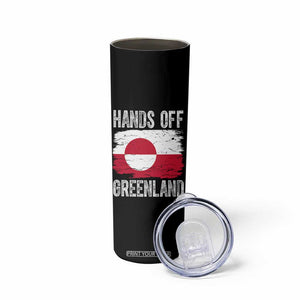Hands Off Greenland Skinny Tumbler Distressed Flag Resist Political Protest TS02 Print Your Wear