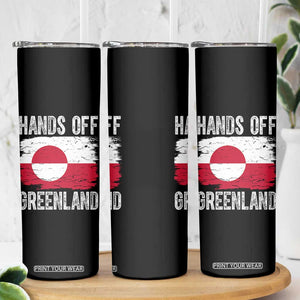 Hands Off Greenland Skinny Tumbler Distressed Flag Resist Political Protest TS02 Print Your Wear