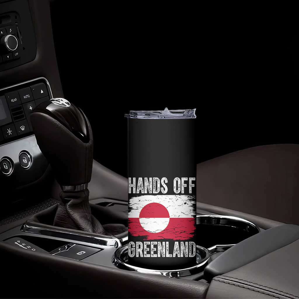 Hands Off Greenland Skinny Tumbler Distressed Flag Resist Political Protest TS02 Print Your Wear
