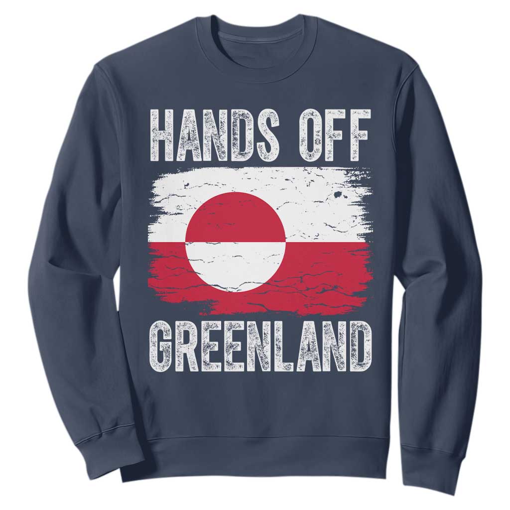 Hands Off Greenland Sweatshirt Distressed Flag Resist Political Protest TS02 Navy Print Your Wear