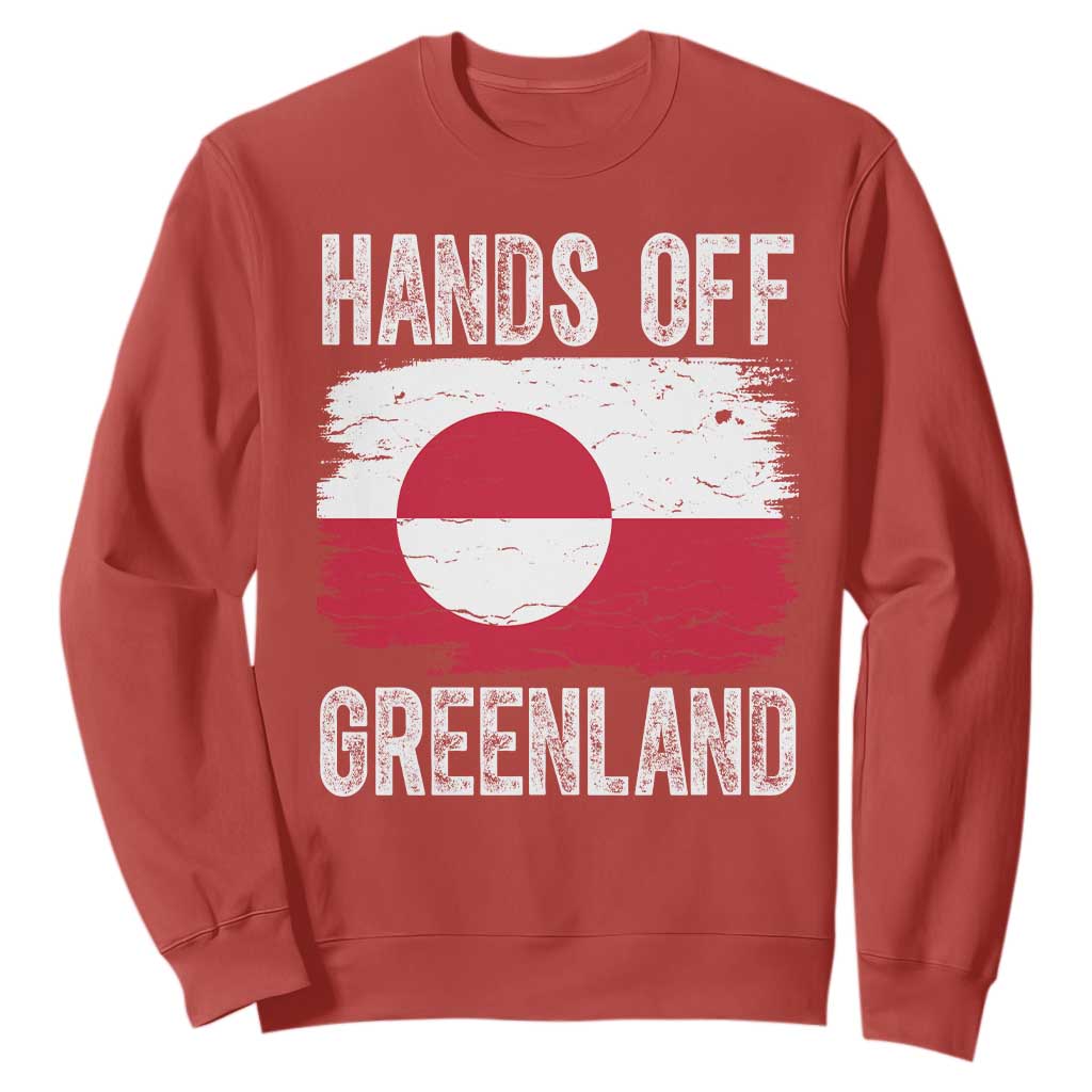 Hands Off Greenland Sweatshirt Distressed Flag Resist Political Protest TS02 Red Print Your Wear
