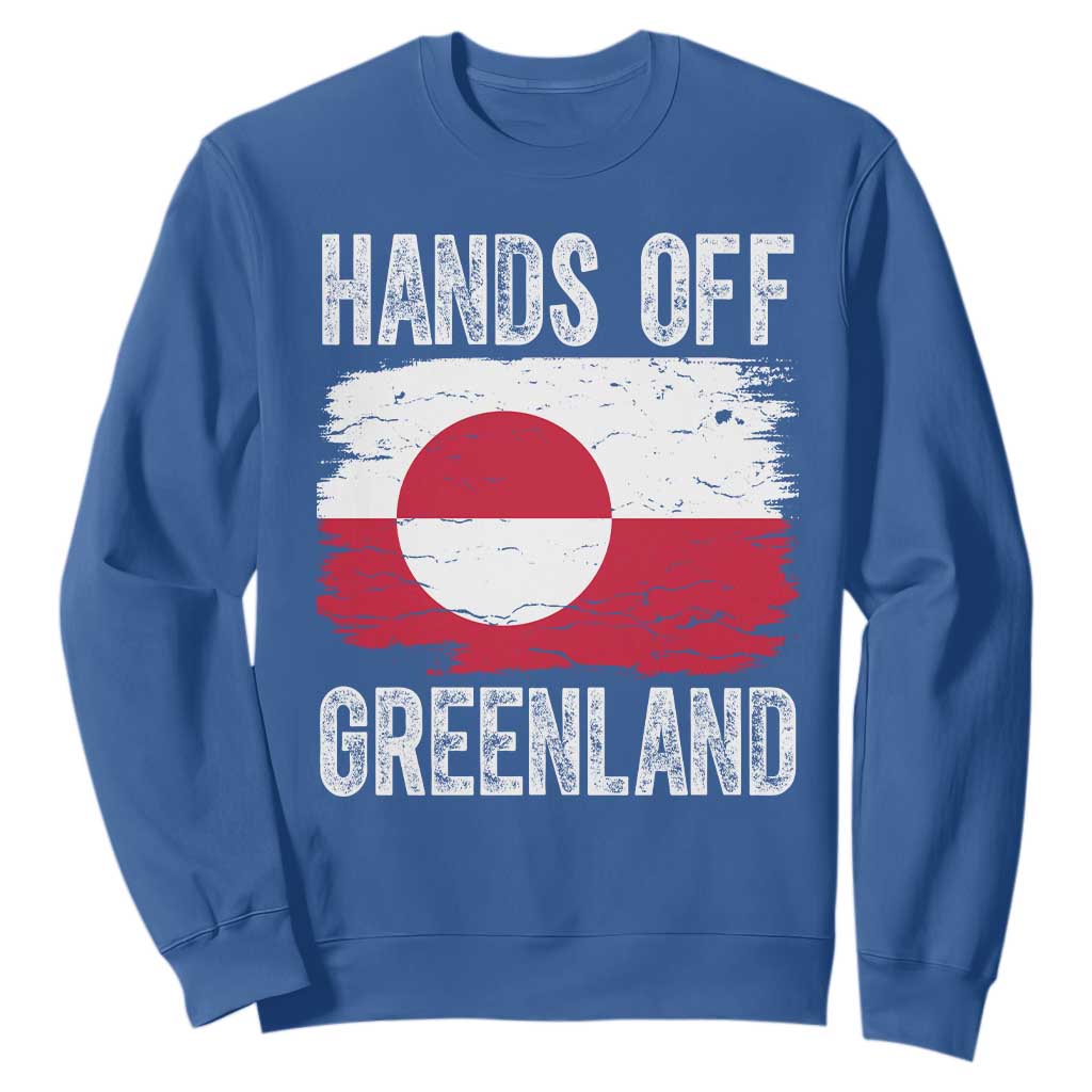 Hands Off Greenland Sweatshirt Distressed Flag Resist Political Protest TS02 Royal Blue Print Your Wear