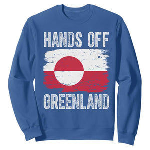 Hands Off Greenland Sweatshirt Distressed Flag Resist Political Protest TS02 Royal Blue Print Your Wear