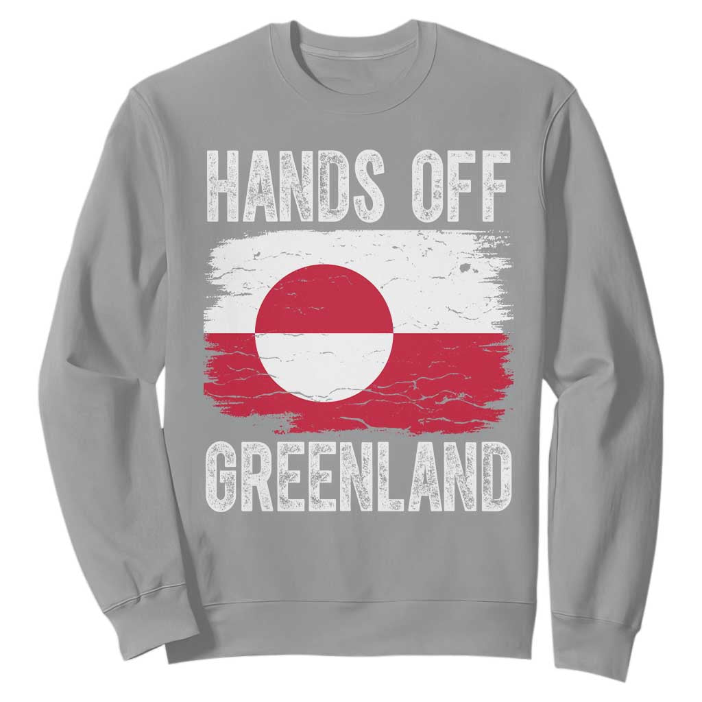 Hands Off Greenland Sweatshirt Distressed Flag Resist Political Protest TS02 Sport Gray Print Your Wear