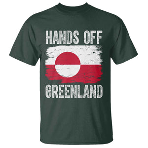 Hands Off Greenland T Shirt Distressed Flag Resist Political Protest TS02 Dark Forest Green Print Your Wear