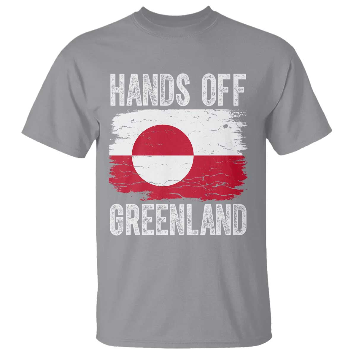 Hands Off Greenland T Shirt Distressed Flag Resist Political Protest TS02 Sport Gray Print Your Wear