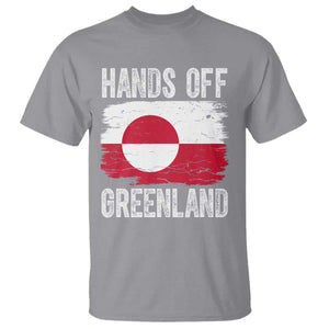 Hands Off Greenland T Shirt Distressed Flag Resist Political Protest TS02 Sport Gray Print Your Wear