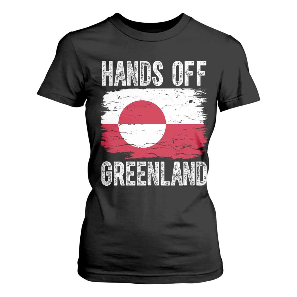Hands Off Greenland T Shirt For Women Distressed Flag Resist Political Protest TS02 Black Print Your Wear