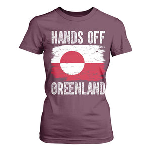 Hands Off Greenland T Shirt For Women Distressed Flag Resist Political Protest TS02 Maroon Print Your Wear