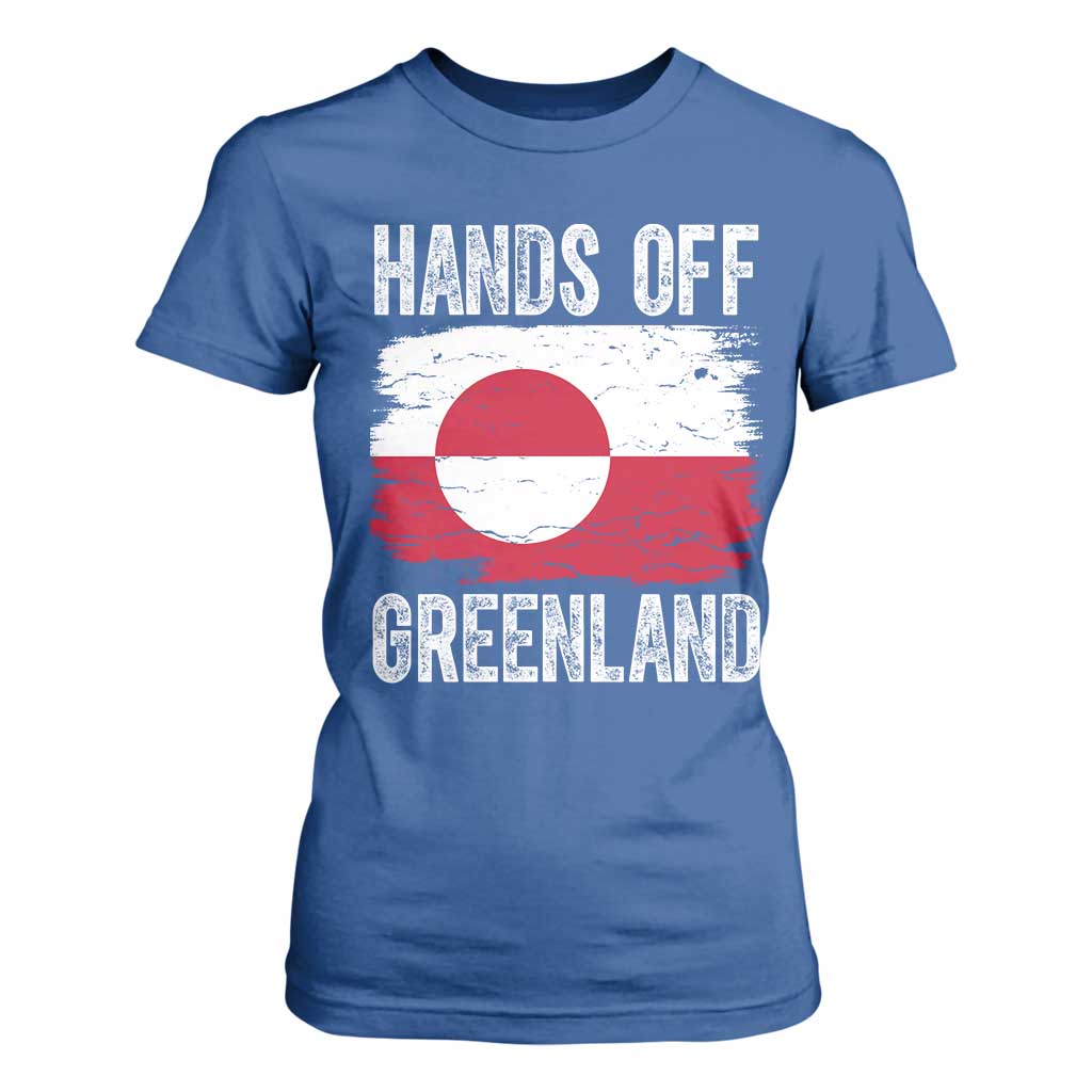 Hands Off Greenland T Shirt For Women Distressed Flag Resist Political Protest TS02 Royal Blue Print Your Wear