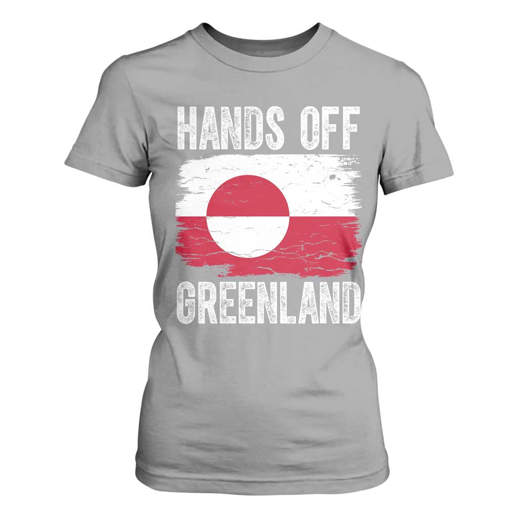 Hands Off Greenland T Shirt For Women Distressed Flag Resist Political Protest TS02 Sport Gray Print Your Wear