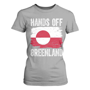 Hands Off Greenland T Shirt For Women Distressed Flag Resist Political Protest TS02 Sport Gray Print Your Wear
