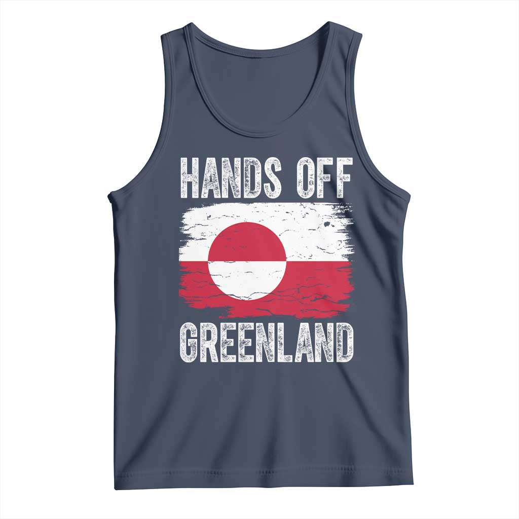 Hands Off Greenland Tank Top Distressed Flag Resist Political Protest TS02 Navy Print Your Wear