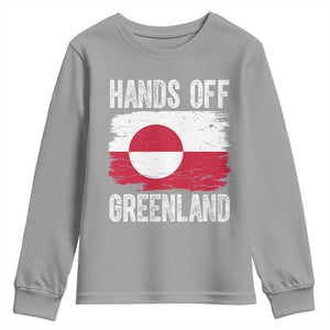 Hands Off Greenland Youth Sweatshirt Distressed Flag Resist Political Protest TS02 Sport Gray Print Your Wear