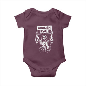 Jesus Abolish Ice Protest Baby Onesie Religious Faith Justice and Freedom Resistance TS02 Maroon Print Your Wear