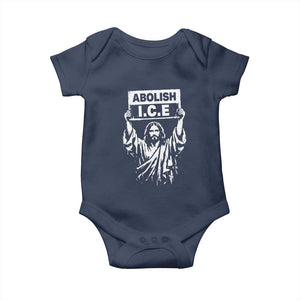 Jesus Abolish Ice Protest Baby Onesie Religious Faith Justice and Freedom Resistance TS02 Navy Print Your Wear