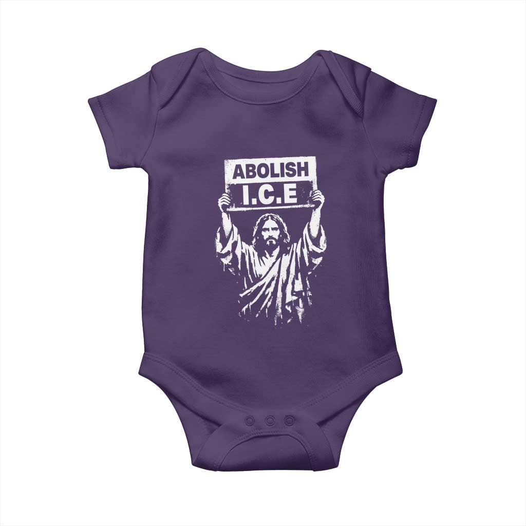Jesus Abolish Ice Protest Baby Onesie Religious Faith Justice and Freedom Resistance TS02 Purple Print Your Wear