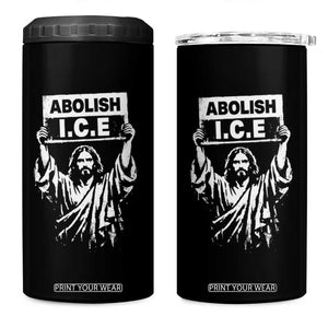 Jesus Abolish Ice Protest 4 in 1 Can Cooler Tumbler Religious Faith Justice and Freedom Resistance TS02 One Size: 16 oz Black Print Your Wear