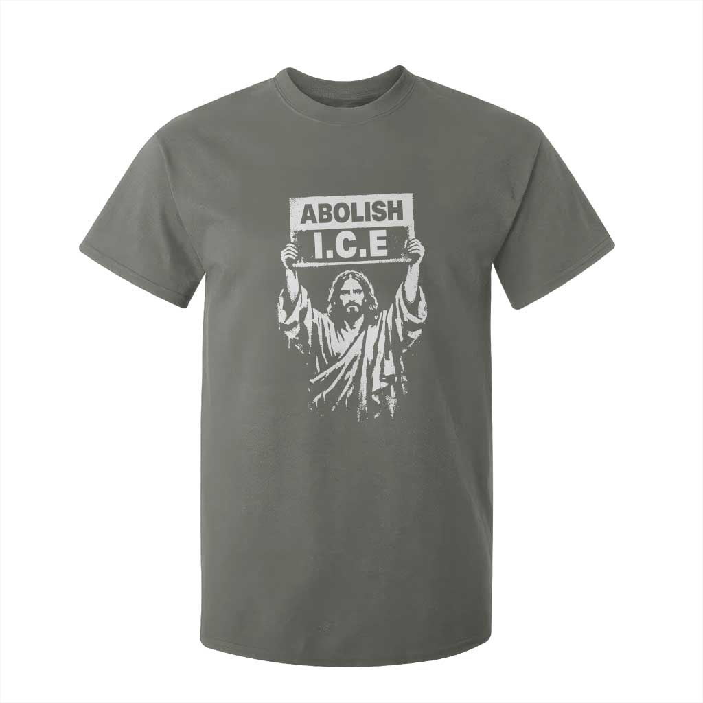 Jesus Abolish Ice Protest T Shirt For Kid Religious Faith Justice and Freedom Resistance TS02 Military Green Print Your Wear