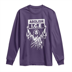 Jesus Abolish Ice Protest Long Sleeve Shirt Religious Faith Justice and Freedom Resistance TS02 Purple Print Your Wear