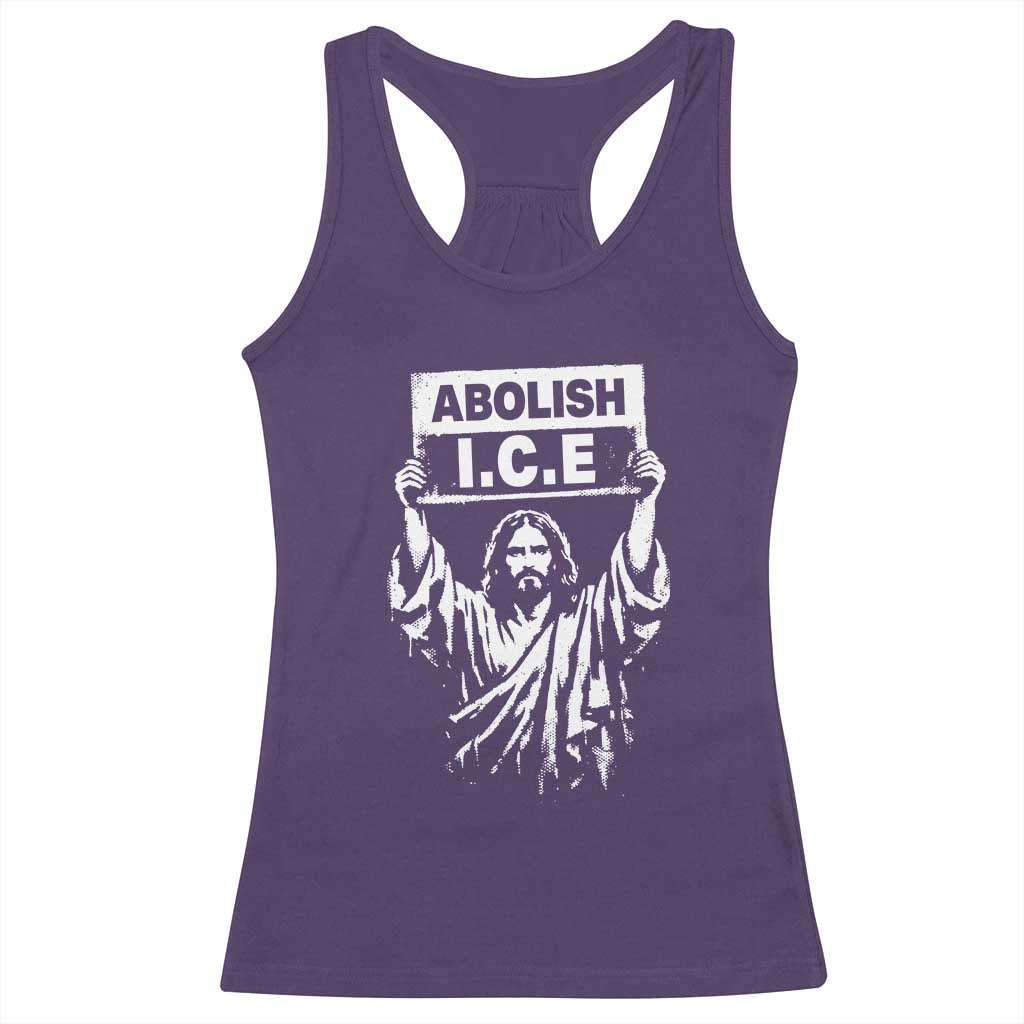 Jesus Abolish Ice Protest Racerback Tank Top Religious Faith Justice and Freedom Resistance TS02 Purple Print Your Wear