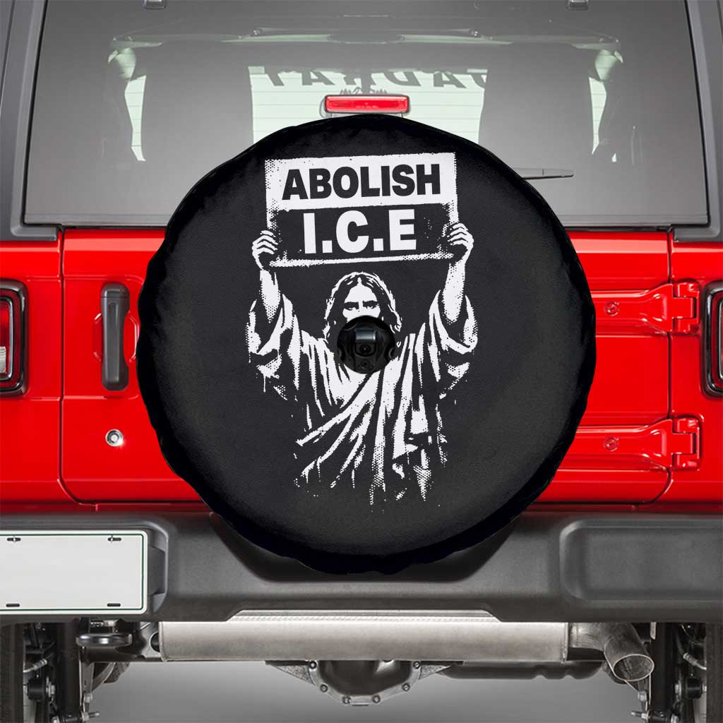 Jesus Abolish Ice Protest Spare Tire Cover Religious Faith Justice and Freedom Resistance TS02 Black Print Your Wear