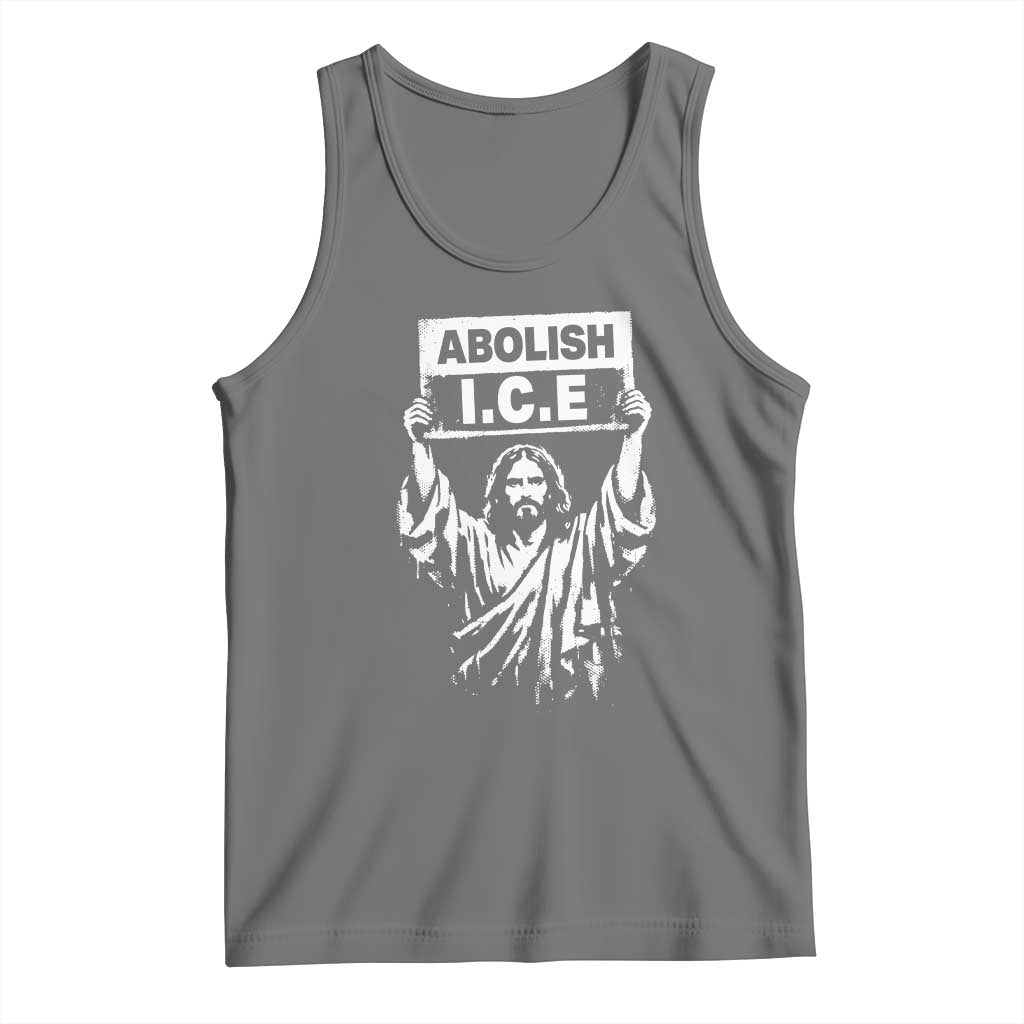 Jesus Abolish Ice Protest Tank Top Religious Faith Justice and Freedom Resistance TS02 Black Heather Print Your Wear