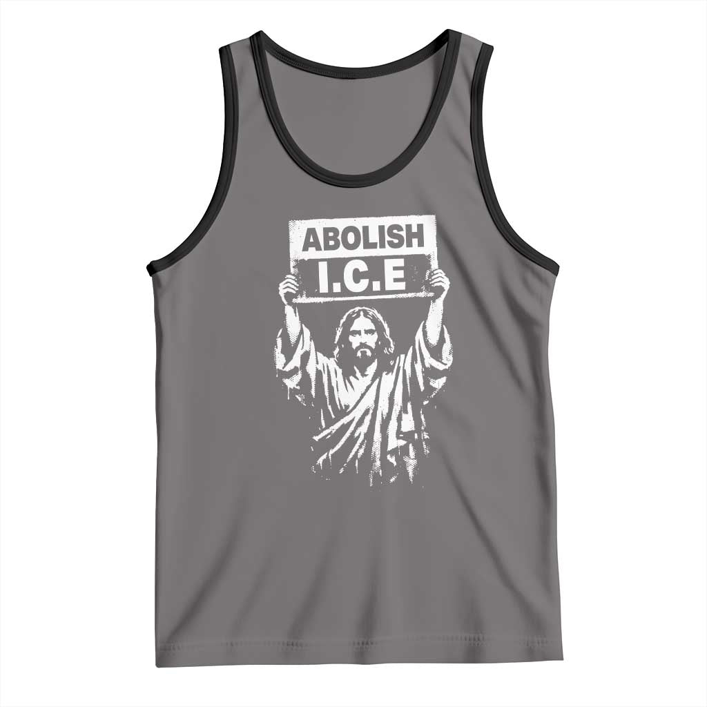 Jesus Abolish Ice Protest Tank Top Religious Faith Justice and Freedom Resistance TS02 Deep Heather Black Print Your Wear